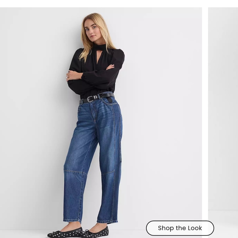 Lotft High Rise Barrel Jeans Dark Wash
